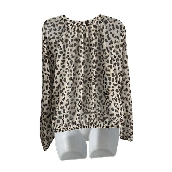 Express Chiffon Blouson Top Womens Small Animal Print Blouse Button Up Boho NWT - Picture 6 of 12